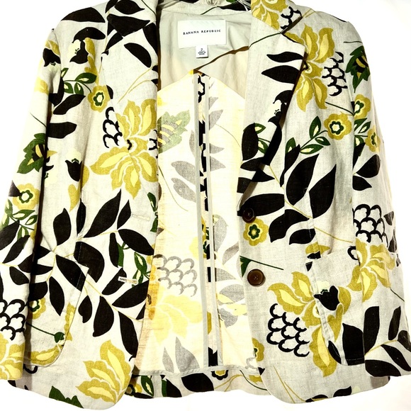 Vintage BR Linen Blazer NWOT Coat Jacket Summer Gold Stunning - Picture 3 of 7